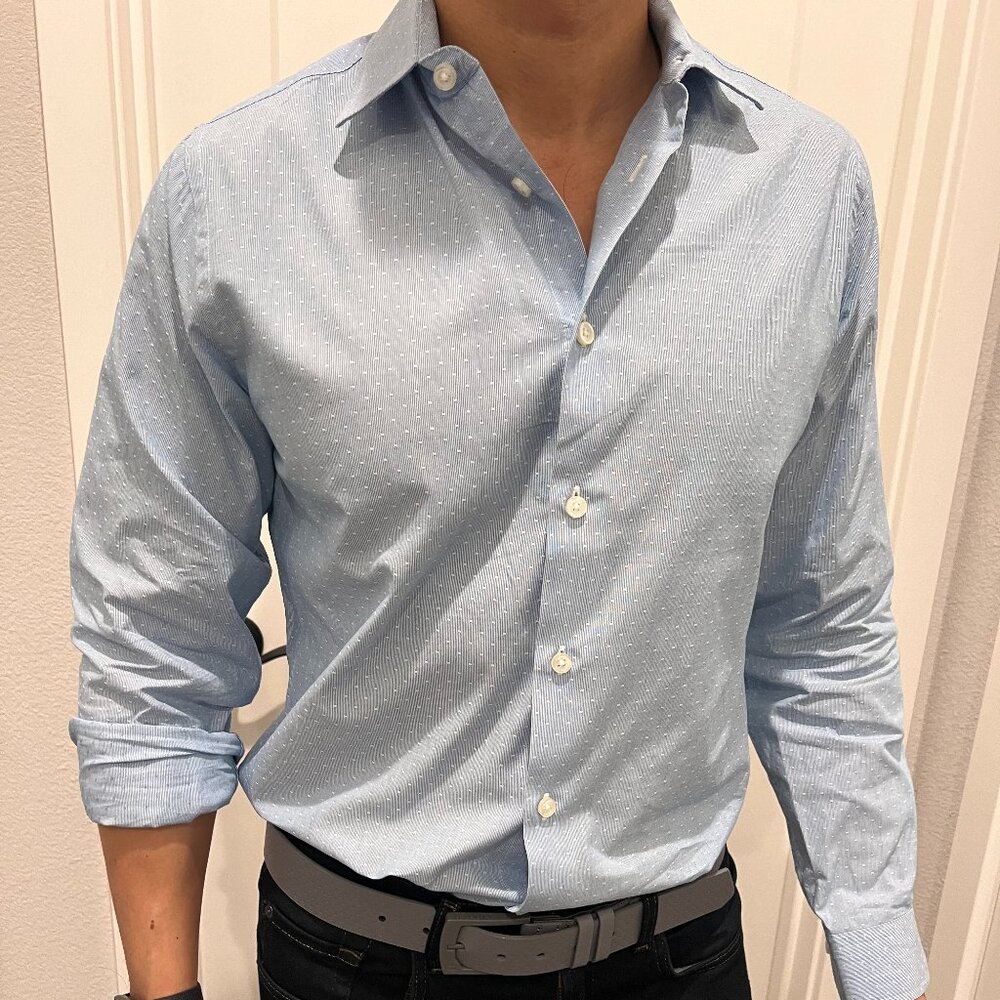 Blue fitted button down
